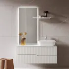 Composition de salle de bain blanche avec miroir et étagère Made in Italy - Ares Viadurini