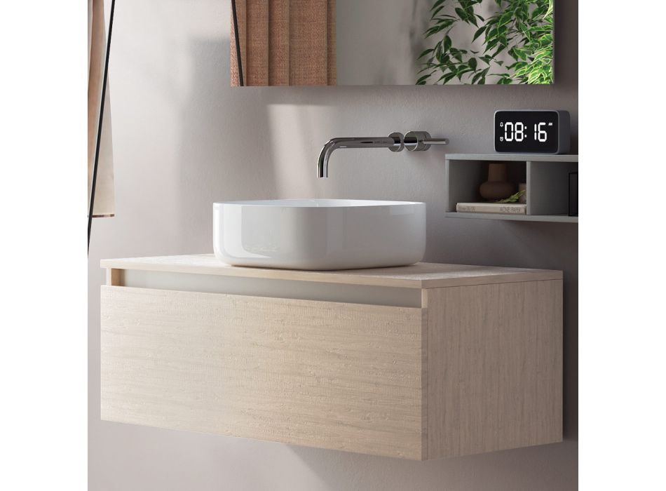 Composition de salle de bain complète avec lavabo, miroir et base Made in Italy - Dream Viadurini