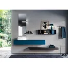Composition de salle de bain complète avec miroir, lavabo en céramique Made in Italy - Palom Viadurini