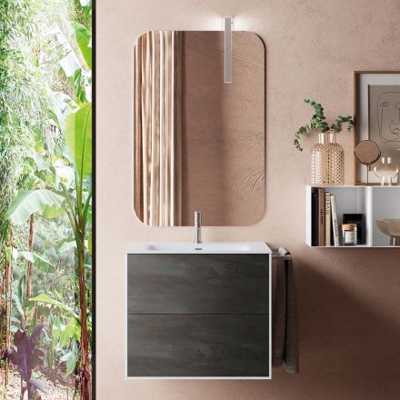 Composition de salle de bain composée d'un miroir et d'une base anti-rayures Made in Italy - Kilos Viadurini