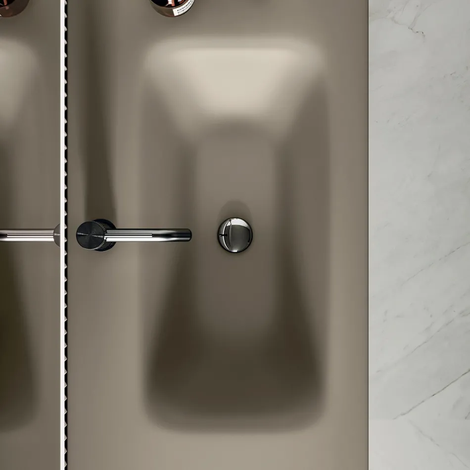 Composition de salle de bains comprenant un meuble sous-vasque avec 2 tiroirs et 1 porte - Titan Viadurini