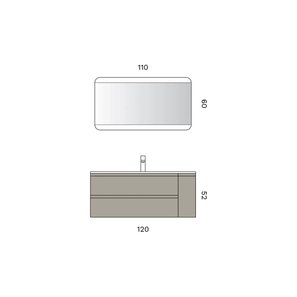 Composition de salle de bains comprenant un meuble sous-vasque avec 2 tiroirs et 1 porte - Titan Viadurini