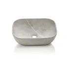 Composition de salle de bains avec 1 tiroir, 2 étagères en chêne, lavabo et miroir - Titan Viadurini