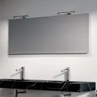 Composition de salle de bains avec 1 tiroir blanc, miroir et étagère Marquina HPL - Velaria Viadurini