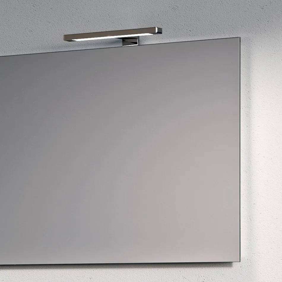 Composition de salle de bains avec 1 tiroir blanc, miroir et étagère Marquina HPL - Velaria Viadurini