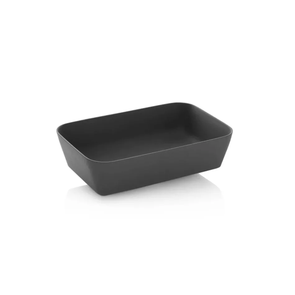 Composition de salle de bains avec 1 tiroir, lavabo en résine anthracite et miroir - Titan Viadurini