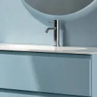 Composition de salle de bains avec 2 tiroirs, 1 compartiment ouvert et miroir - Titan Viadurini