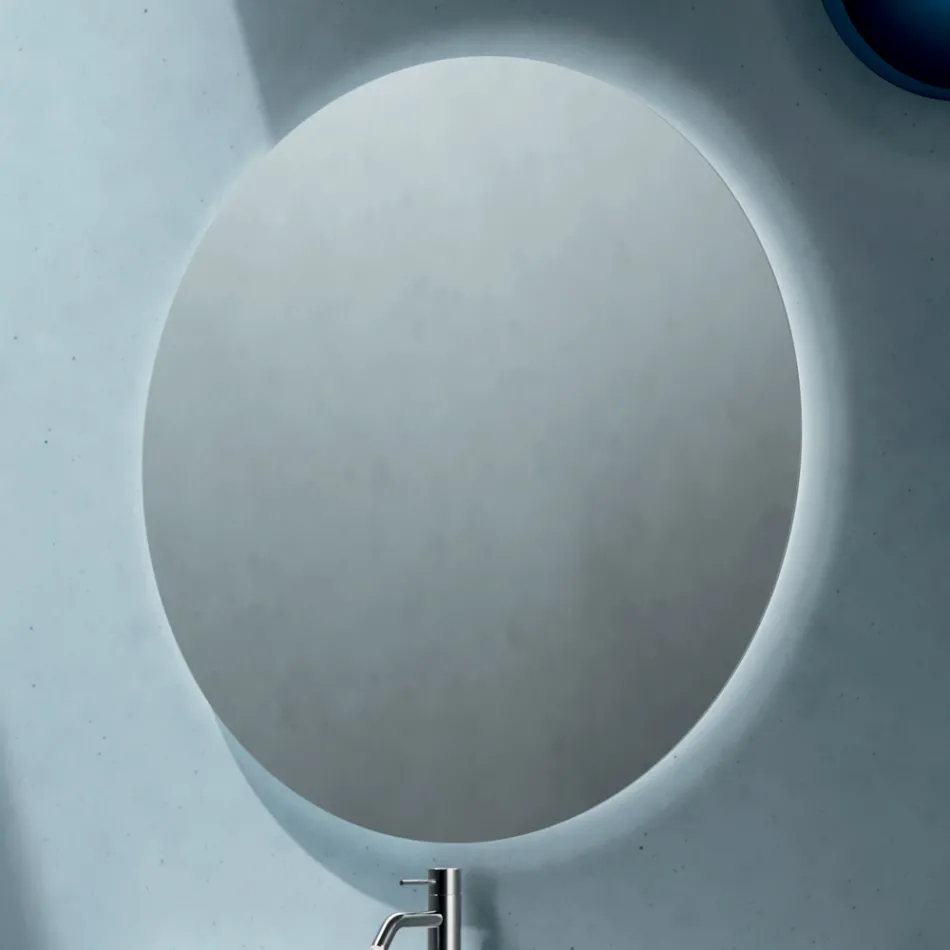 Composition de salle de bains avec 2 tiroirs, 1 compartiment ouvert et miroir - Titan Viadurini