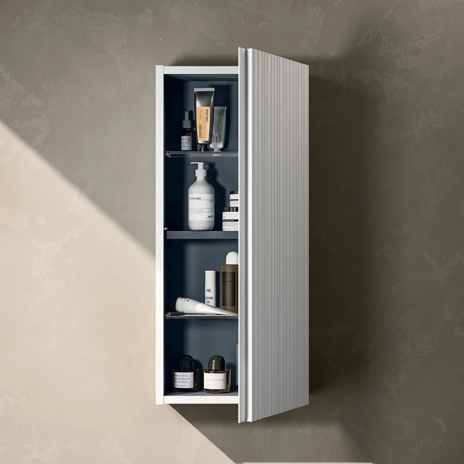 Composition de salle de bains avec 2 tiroirs, 2 compartiments ouverts et lavabo - Elios Viadurini