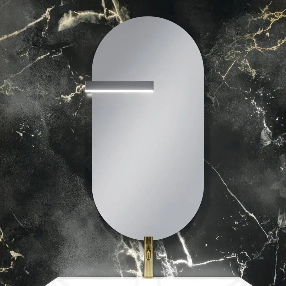 Composition de salle de bains avec 2 tiroirs blanc mat, lavabo et miroir - Elios Viadurini