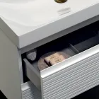 Composition de salle de bains avec 2 tiroirs blanc mat, lavabo et miroir - Elios Viadurini