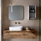 Composition de salle de bains avec 2 tiroirs en chêne, lavabo en céramique et miroir - Titan Viadurini