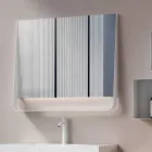 Composition de salle de bains avec 2 tiroirs, lavabo blanc, miroir et armoire murale - Elios Viadurini