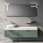 Composition de salle de bains avec 2 tiroirs, lavabo en céramique Calacatta et miroir - Orione Viadurini