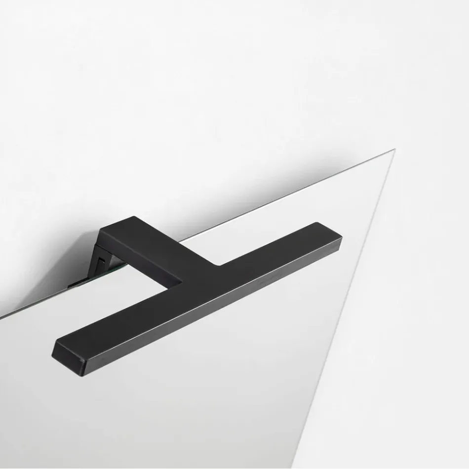 Composition de salle de bains avec 2 tiroirs, lavabo en verre gris et miroir - Elios Viadurini