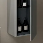 Composition de salle de bains avec 2 tiroirs, meuble mural, colonne et miroir - Titan Viadurini