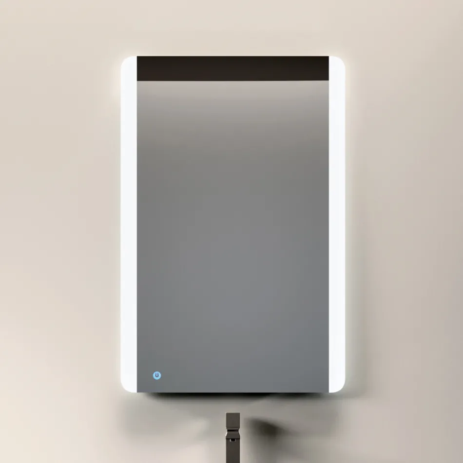 Composition de salle de bains avec 3 tiroirs gris tourterelle mat, miroir et lavabo - Velaria Viadurini