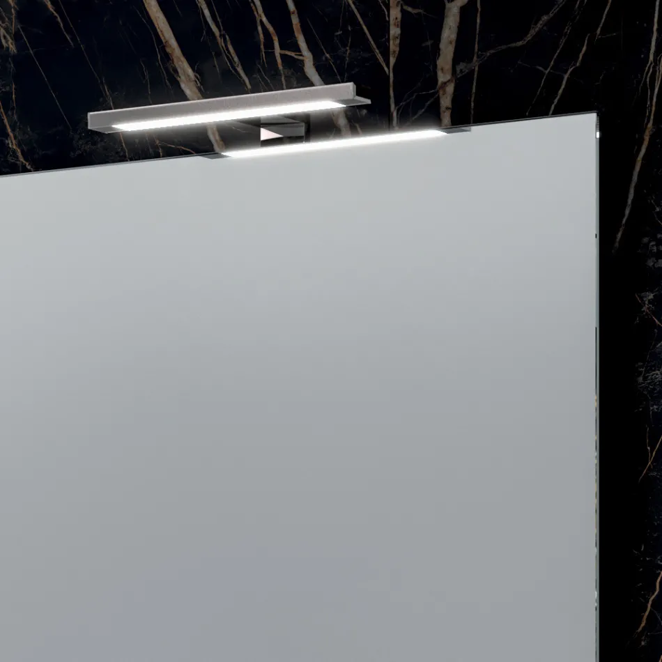 Composition de salle de bains avec 4 tiroirs, 2 vasques en céramique et miroir - Titan Viadurini