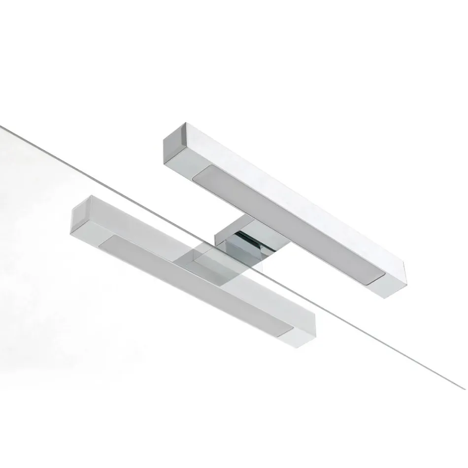 Composition de salle de bains avec 4 tiroirs, 2 vasques en céramique et miroir - Titan Viadurini