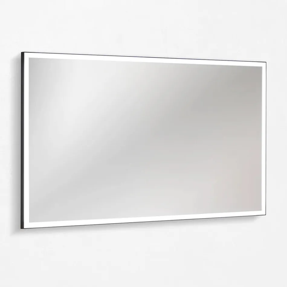 Composition de salle de bains avec 4 tiroirs bleu Avio, miroir et lavabo - Velaria Viadurini