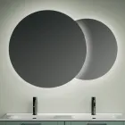 Composition de salle de bains avec 4 tiroirs vert sauge, miroir et lavabos - Magnolia Viadurini