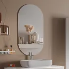 Composition de salle de bain avec base en pierre de La Havane, miroir et lavabo Made in Italy - Kilos Viadurini