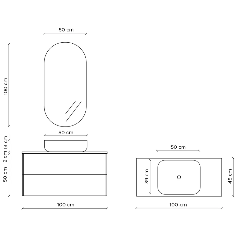 Composition de salle de bain avec base en pierre de La Havane, miroir et lavabo Made in Italy - Kilos Viadurini