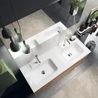 Composition de salle de bain avec base en chêne miel, lavabo et miroir Made in Italy - Kilos Viadurini