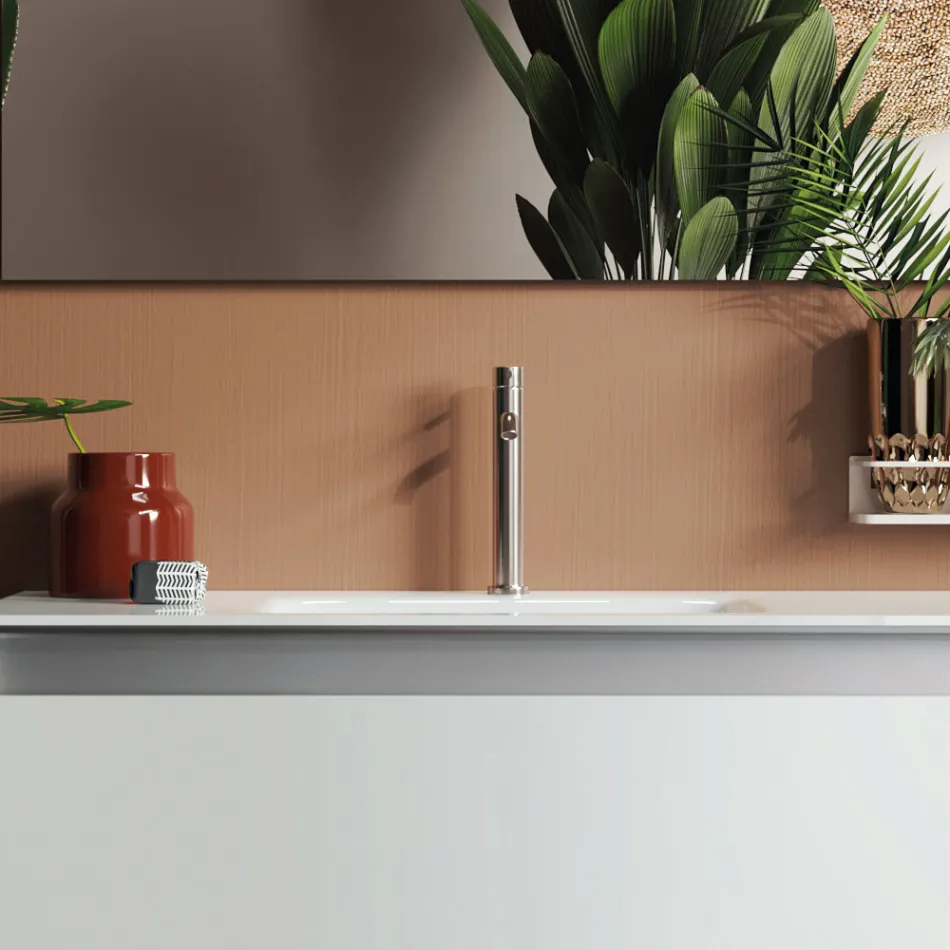 Composition de salle de bain avec base suspendue, miroir et lavabo Made in Italy - Dream Viadurini