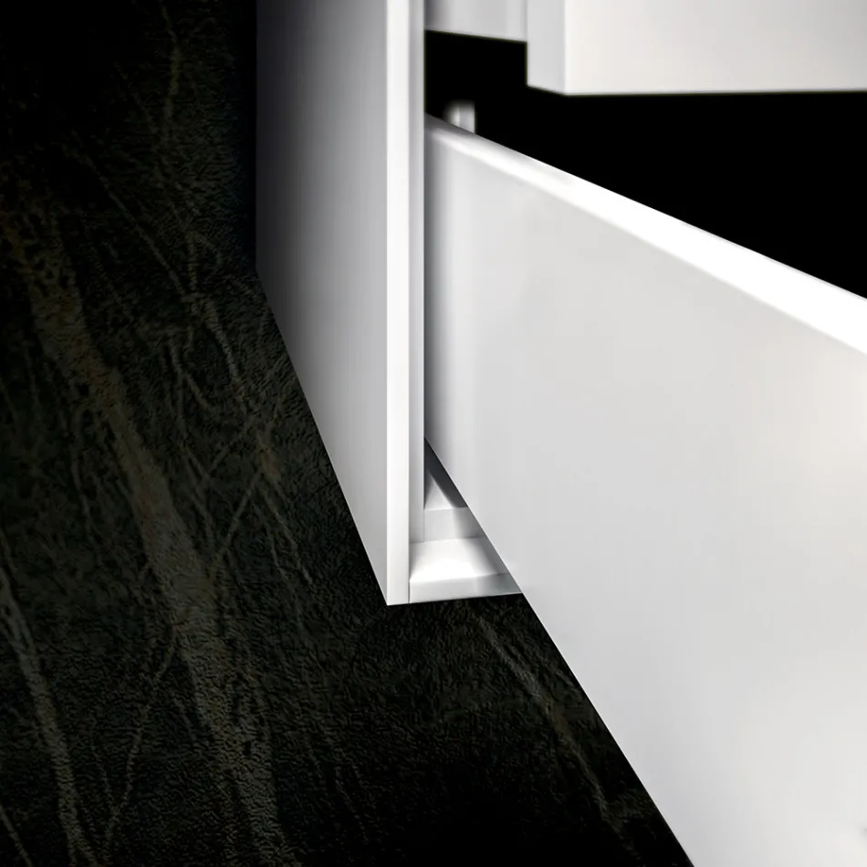 Composition de salle de bain avec base, miroir et vasque en résine Made in Italy - Kilos Viadurini