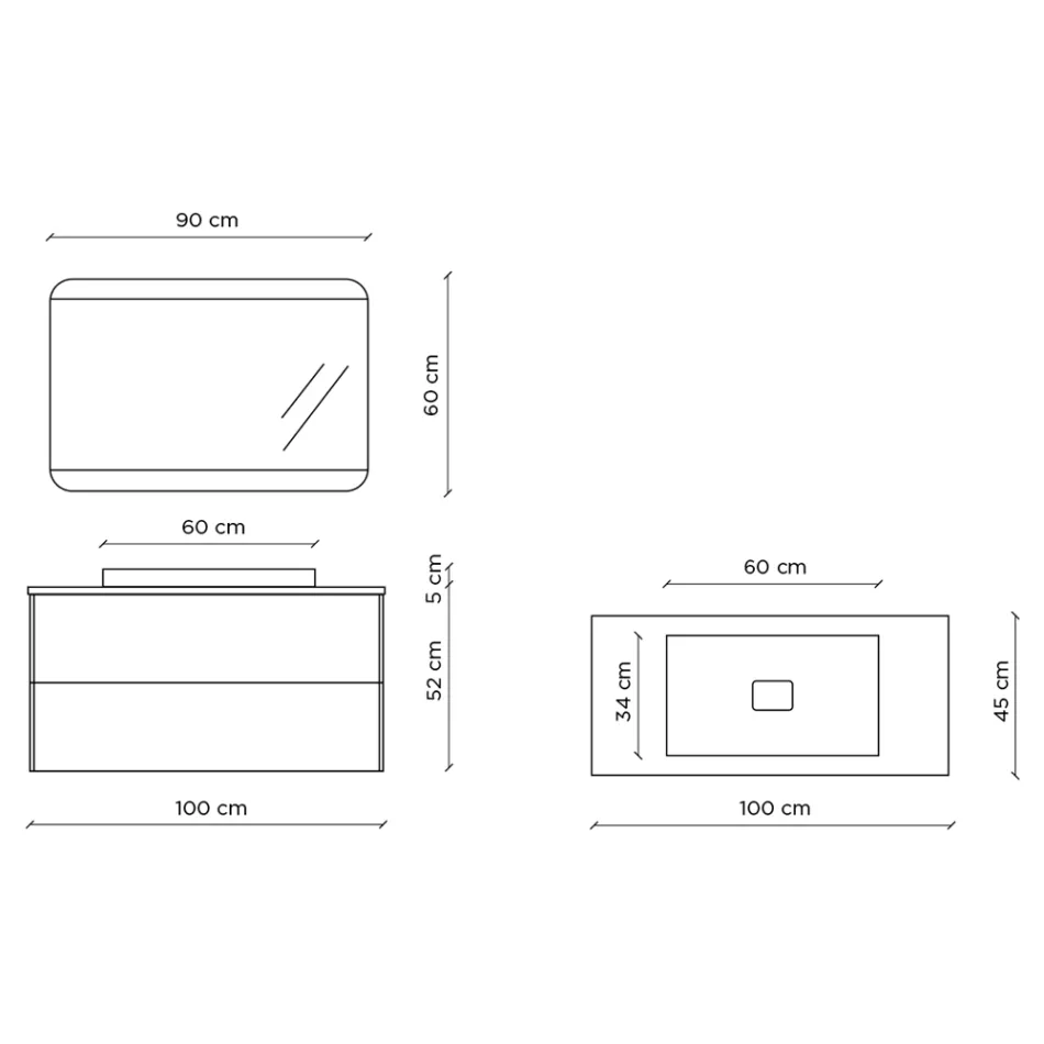 Composition de salle de bain avec base, miroir et vasque en résine Made in Italy - Kilos Viadurini