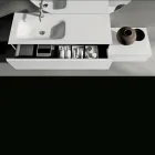Composition de salle de bains avec tiroirs, lavabo en céramique et miroir LED - Elios Viadurini