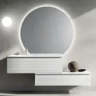 Composition de salle de bains avec tiroirs, lavabo en céramique et miroir LED - Elios Viadurini