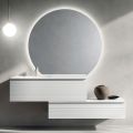 Composition de salle de bains avec tiroirs, lavabo en céramique et miroir LED - Elios