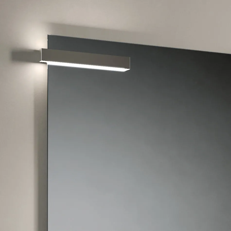 Composition de salle de bains avec tiroirs, lavabo, miroir et armoire murale - Orione Viadurini