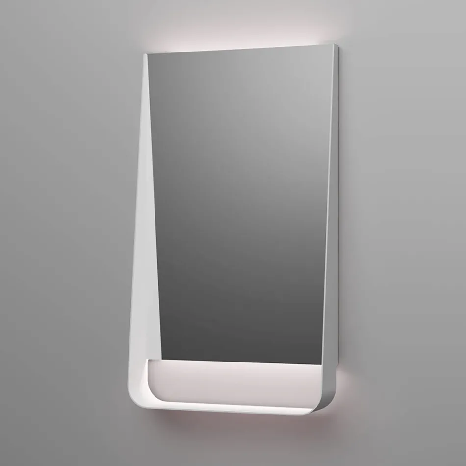 Composition de salle de bains avec tiroirs, lavabo et miroir rose poudré - Elios Viadurini