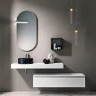 Composition de salle de bains avec tiroir, lavabo, miroir, armoire murale et étagère - Elios Viadurini