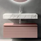 Composition de salle de bains avec tiroir rose poudré et lavabo Calacatta - Elios Viadurini