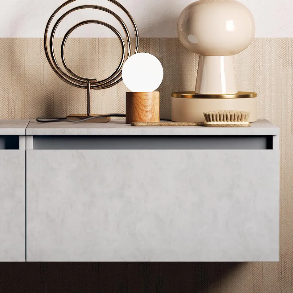 Composition de salle de bain avec lavabo, base suspendue et miroir Made in Italy - Dream Viadurini