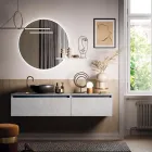 Composition de salle de bain avec lavabo, base suspendue et miroir Made in Italy - Dream Viadurini
