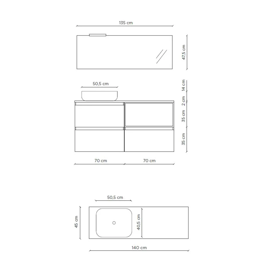 Composition de salle de bain avec lavabo en céramique et miroir Made in Italy - Dream Viadurini