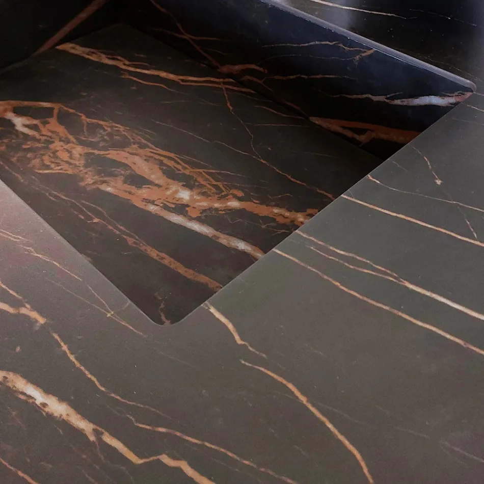 Composition de salle de bains avec lavabo Noir Désir Gres - Orione Viadurini