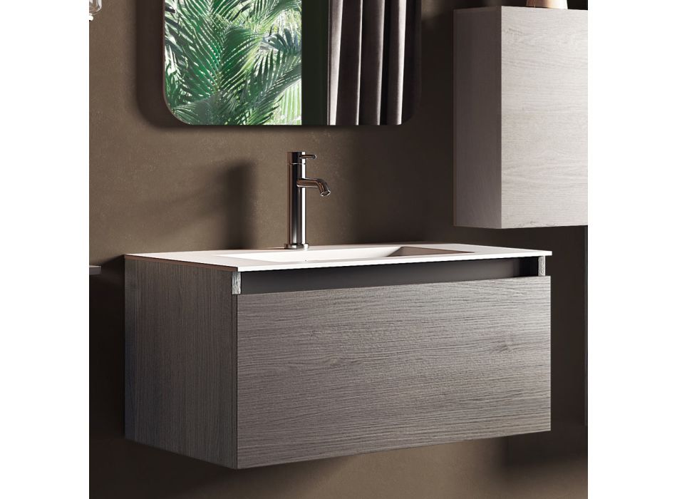 Composition de salle de bain avec lavabo en résine, base anti-rayures Made in Italy - Dream Viadurini
