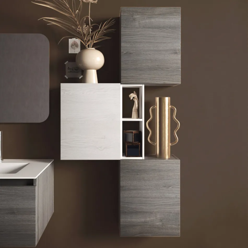 Composition de salle de bain avec lavabo en résine, base anti-rayures Made in Italy - Dream Viadurini