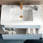 Composition de salle de bain avec plateau en Calacatta HPL Made in Italy - Talassa Viadurini
