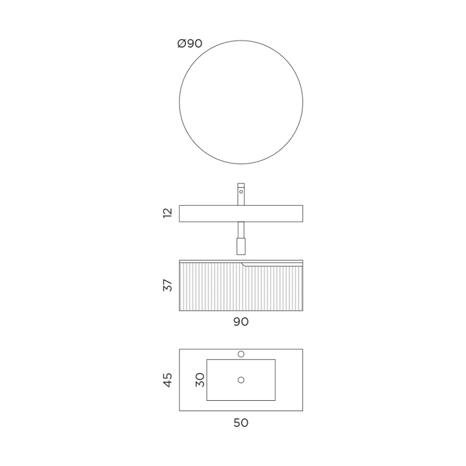 Composition de salle de bain avec plateau en Calacatta HPL Made in Italy - Talassa Viadurini