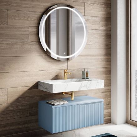 Composition de salle de bain avec plateau en Calacatta HPL Made in Italy - Talassa Viadurini