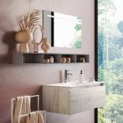 Composition de salle de bain avec miroir et lampe, base anti-rayures Made in Italy - Dream Viadurini
