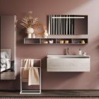 Composition de salle de bain avec miroir et lampe, base anti-rayures Made in Italy - Dream Viadurini