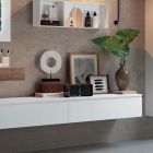 Composition de salle de bain avec miroir et lavabo en céramique Made in Italy - Palom Viadurini